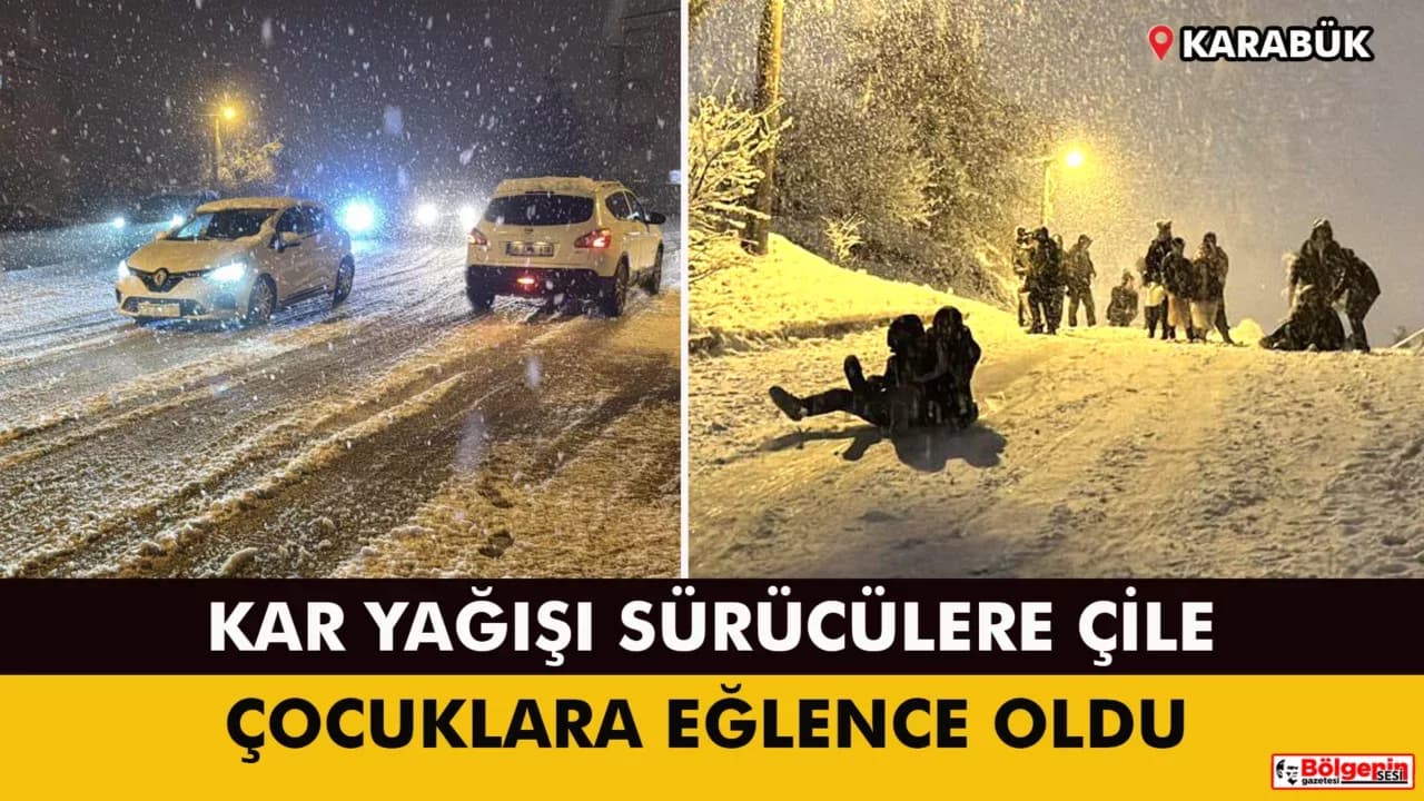 Kar yağışı sürücülere çile, çocuklara eğlence oldu