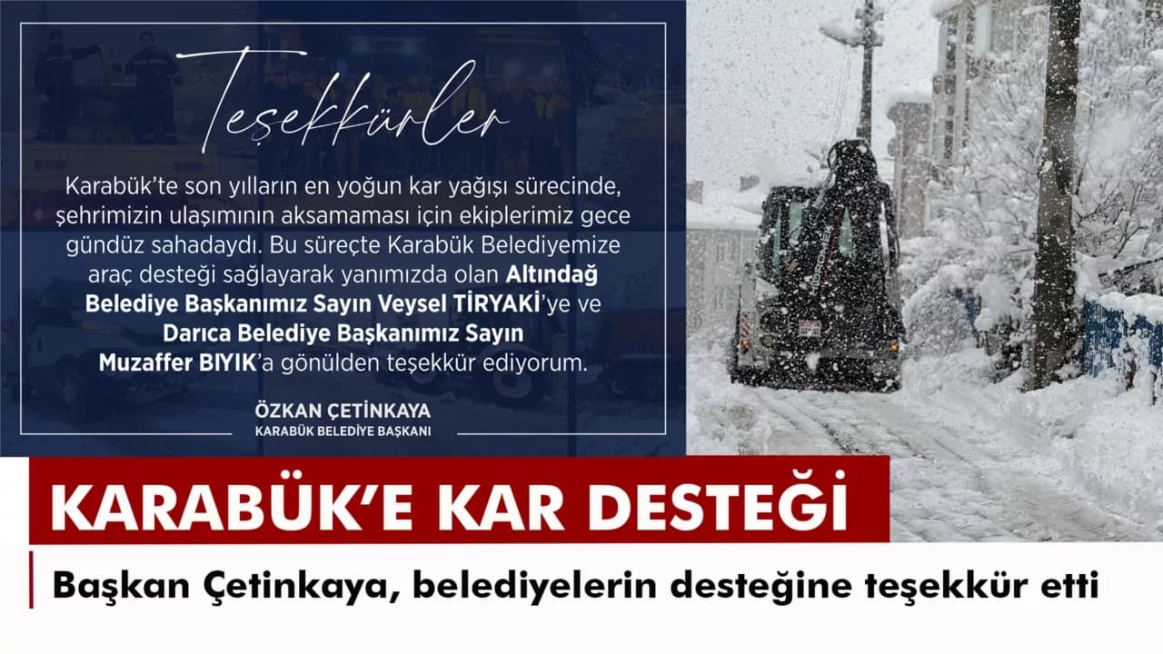 Başkan Çetinkaya’dan Altındağ ve Darıca Belediyelerine Teşekkür