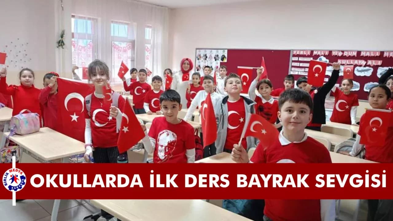 Karabük'te öğrenciler ikinci döneme Türk bayraklarıyla başladı