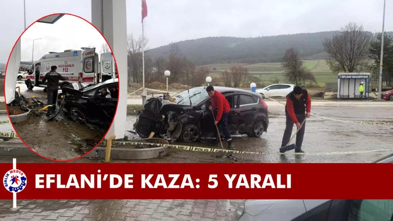 Karabük'te LPG istasyonuna çarpan otomobildeki 5 kişi yaralandı