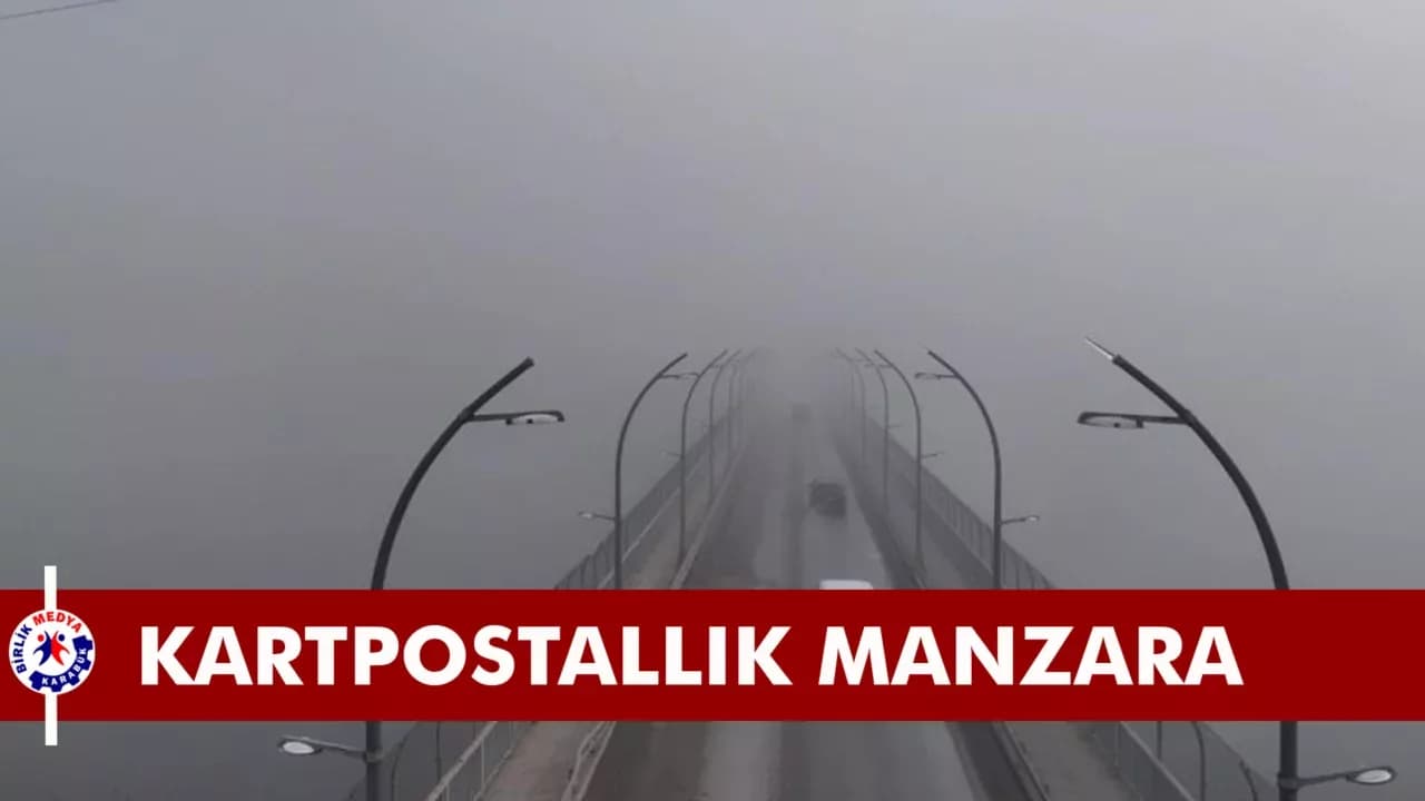 Yoğun sisten kaybolan yapılar dronla görüntülendi