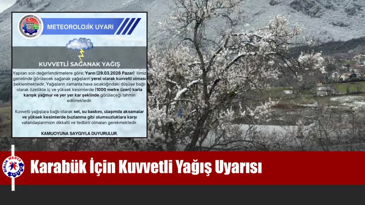 Karabük İçin Kuvvetli Yağış Uyarısı