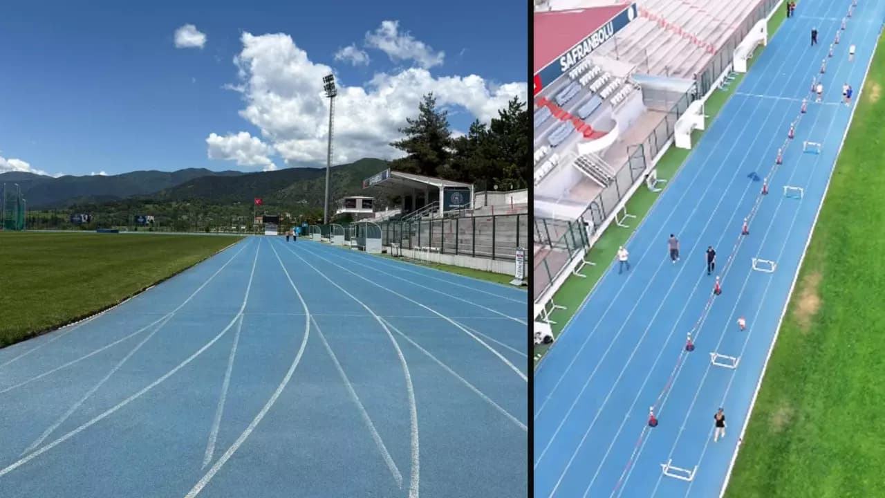 Safranbolu atletizm pistinde kulvar düzenlemesi