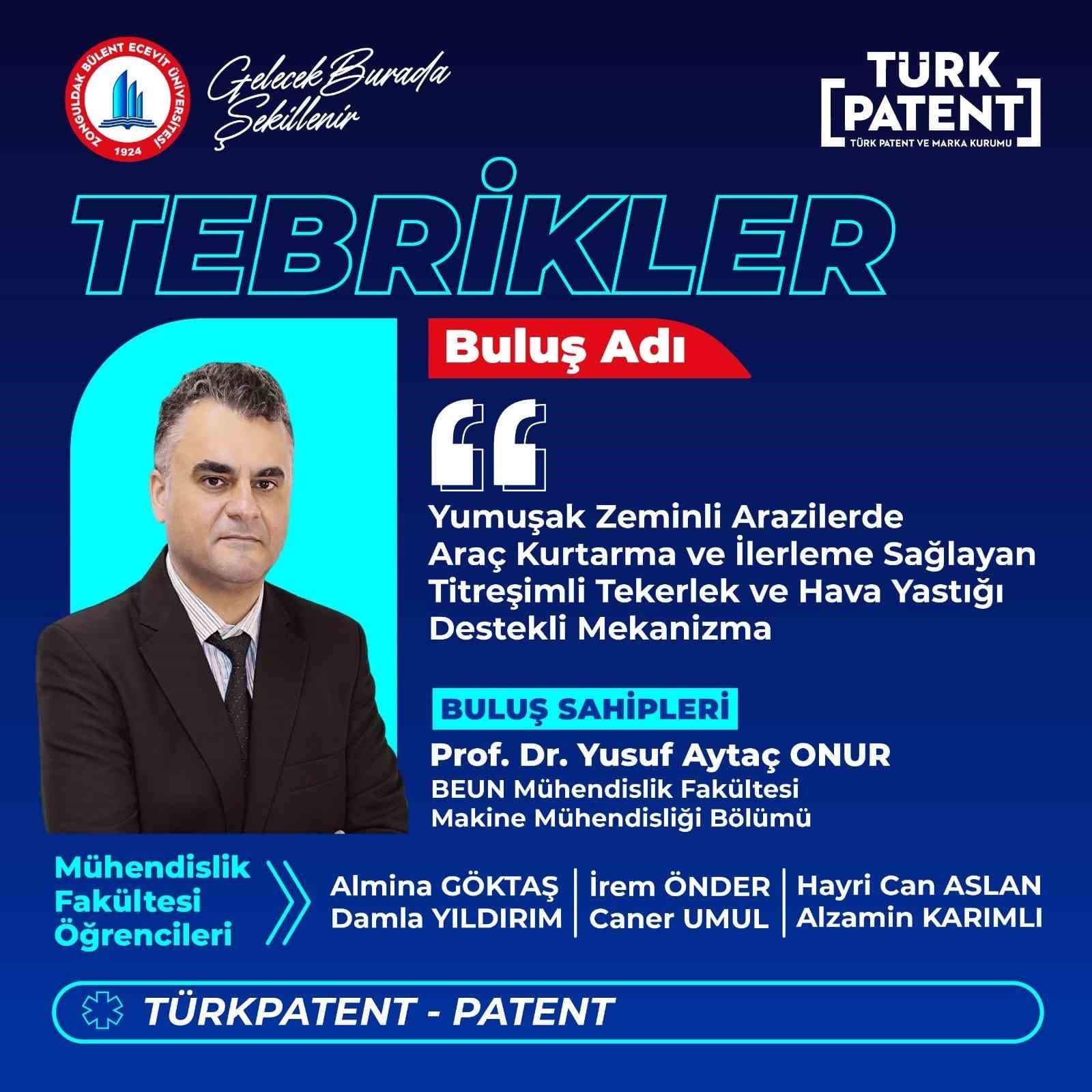 BEUN’lu akademisyen ve öğrencilerin buluşuna patent