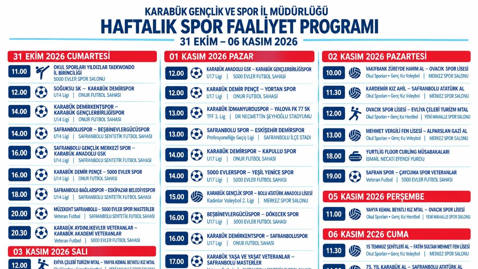 Karabük’te spor dolu bir hafta