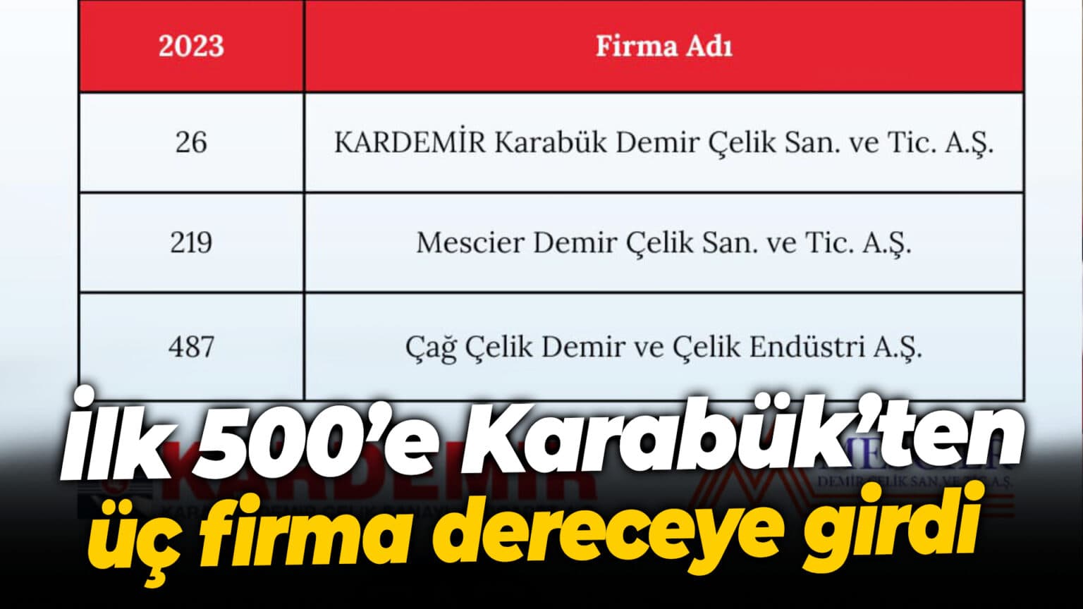 İlk 500’e Karabük’ten üç firma dereceye girdi