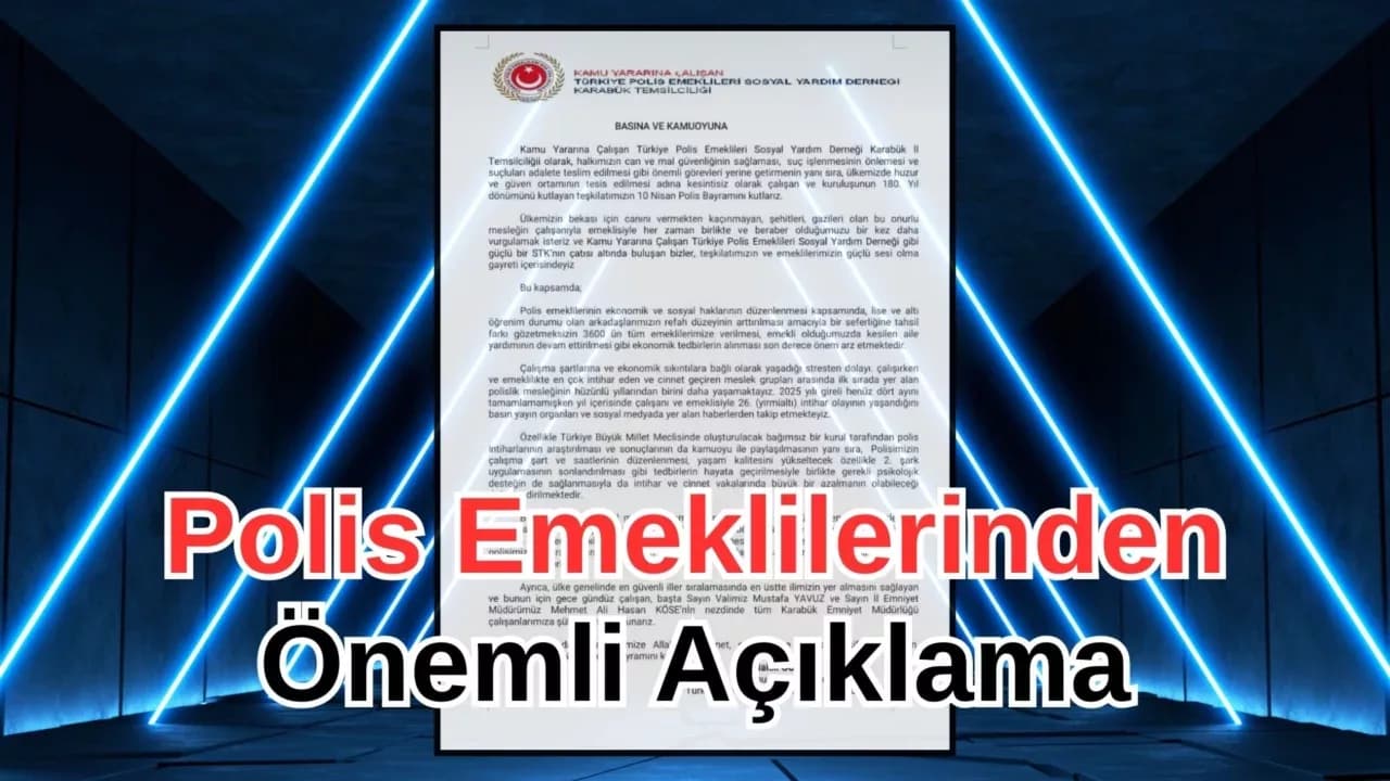 Polis Emeklileri Derneği Karabük Temsilciliğinden Önemli Açıklama