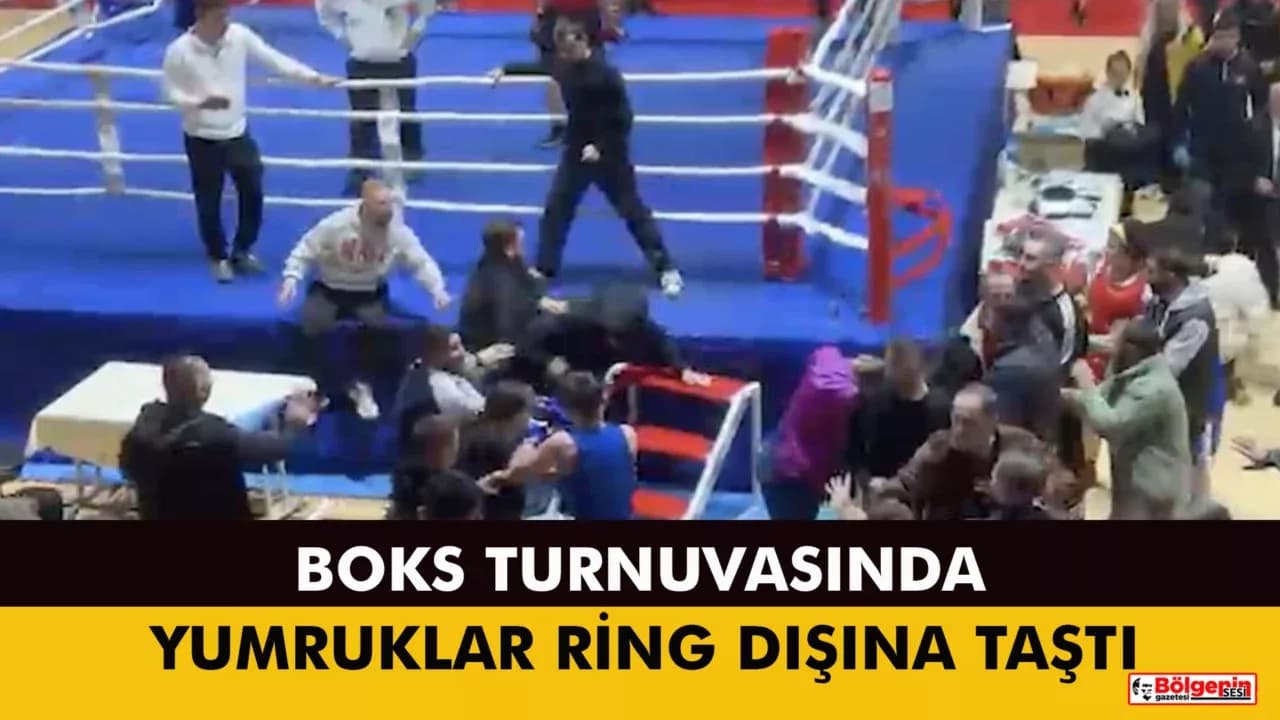 Boks turnuvasında kavga ring dışına taştı, yumruklar havada uçuştu