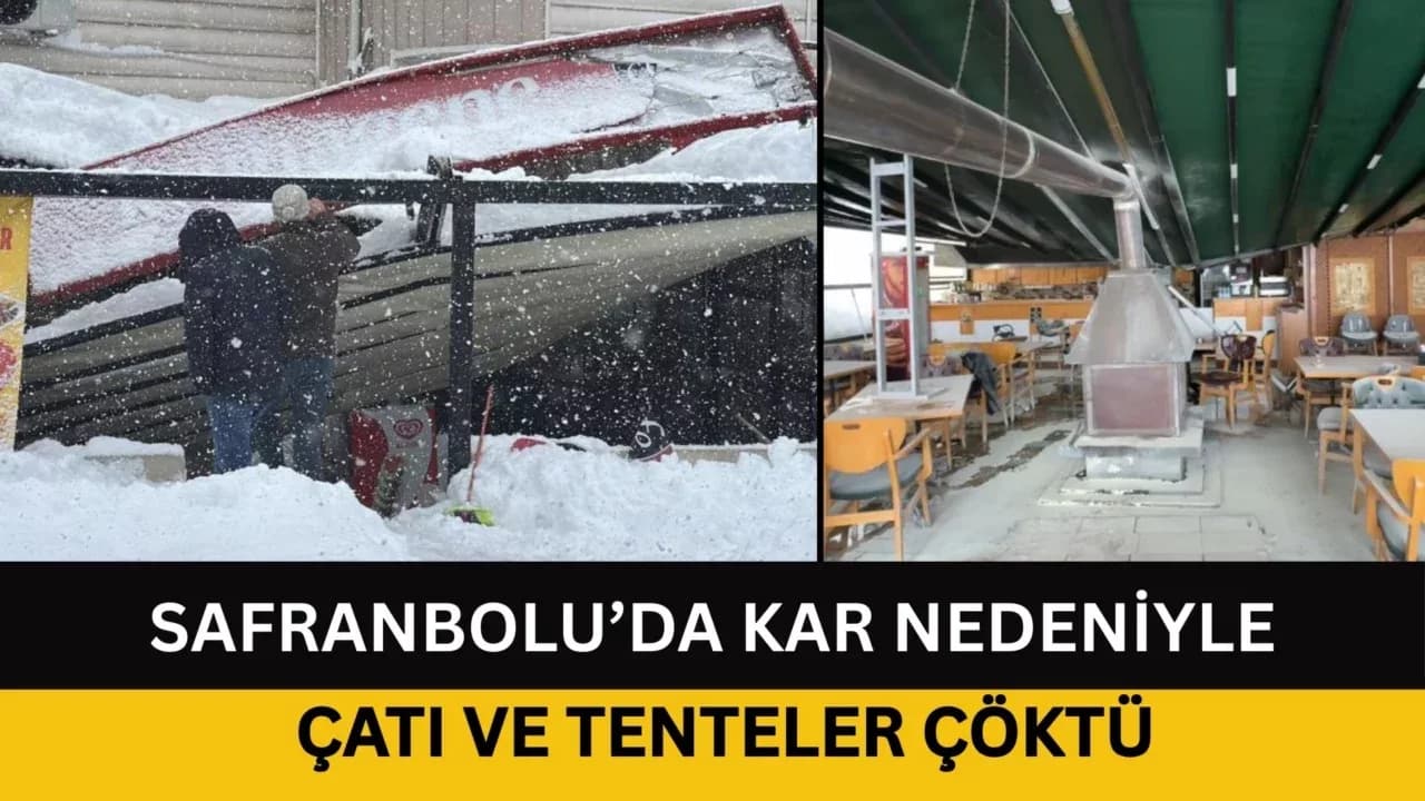 Safranbolu'da Kar Nedeniyle Çatı ve Tenteler Çöktü