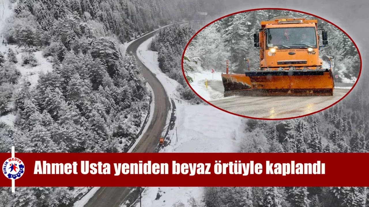 Karabük-Bartın kara yolunda bulunan 1030 rakımlı Ahmet Usta geçidi yeniden beyaz örtüyle kaplandı