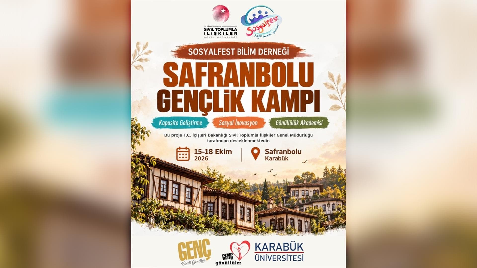 SAFRANBOLU GENÇLİK KAMPI 15 EKİM’DE BAŞLIYOR