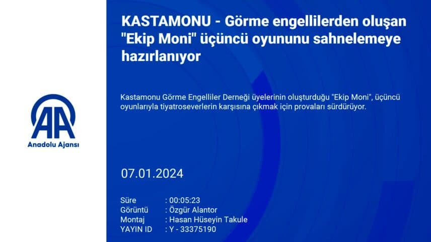 Görme engellilerden oluşan "Ekip Moni" üçüncü oyununu sahnelemeye hazırlanıyor