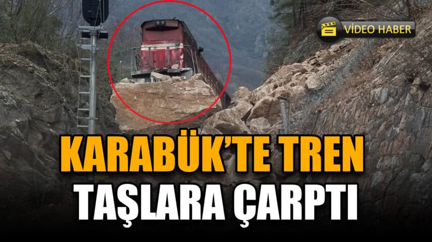 Karabük'te Demir Yoluna Düşen Kaya Parçaları Nedeniyle Yük Treni Raydan Çıktı