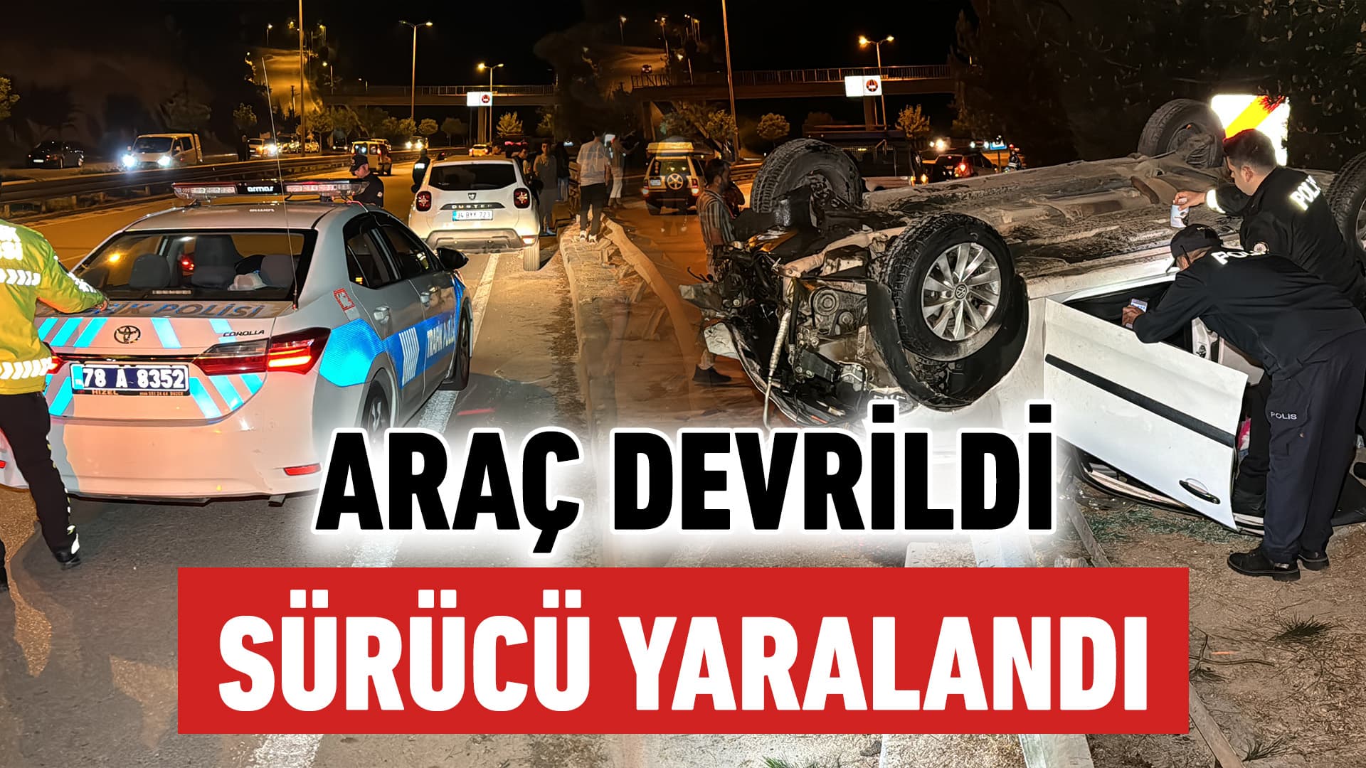 Karabük'te devrilen otomobilin sürücüsü yaralandı