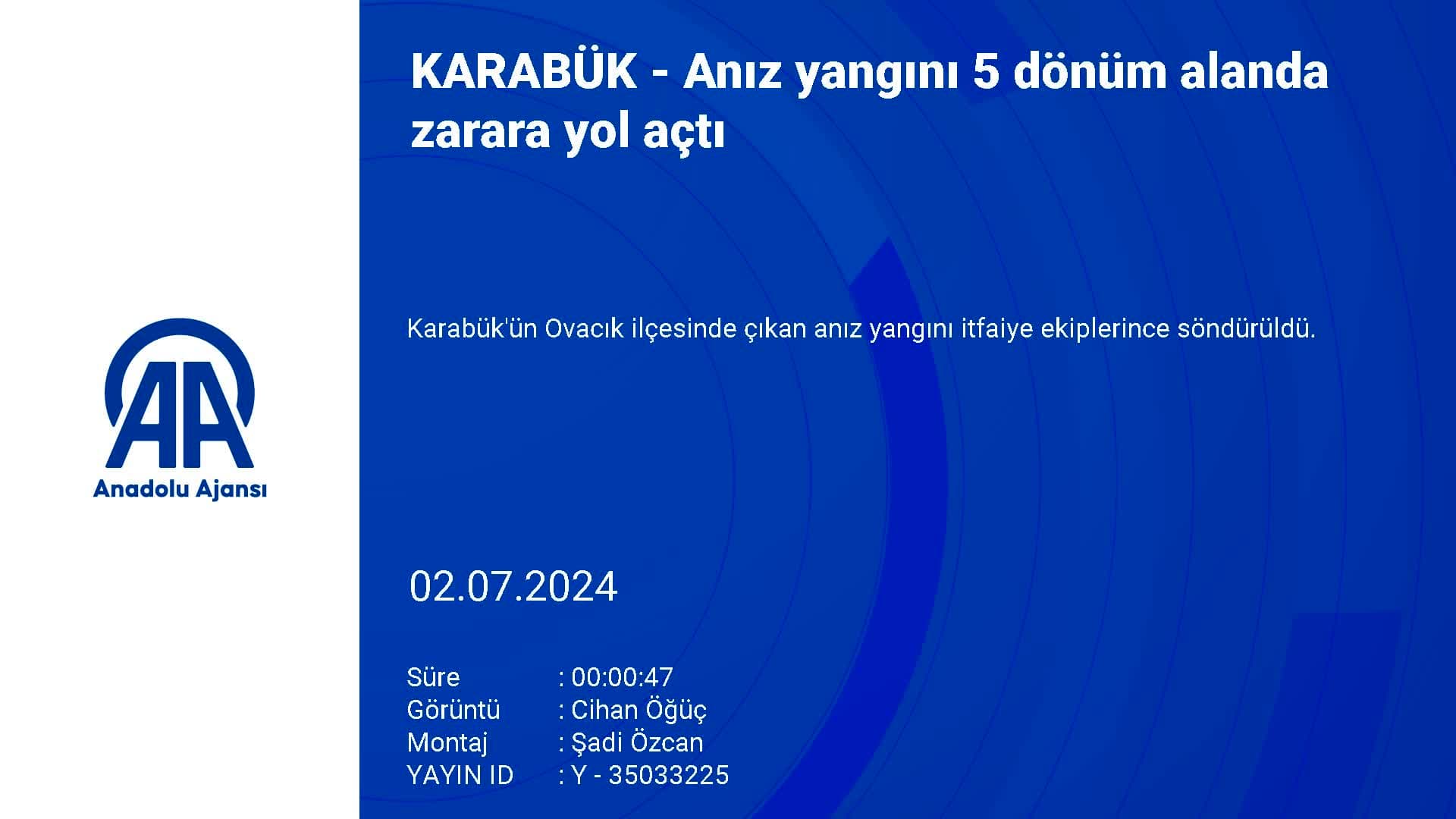 Karabük'te çıkan anız yangınında yaklaşık 5 dönüm alan zarar gördü