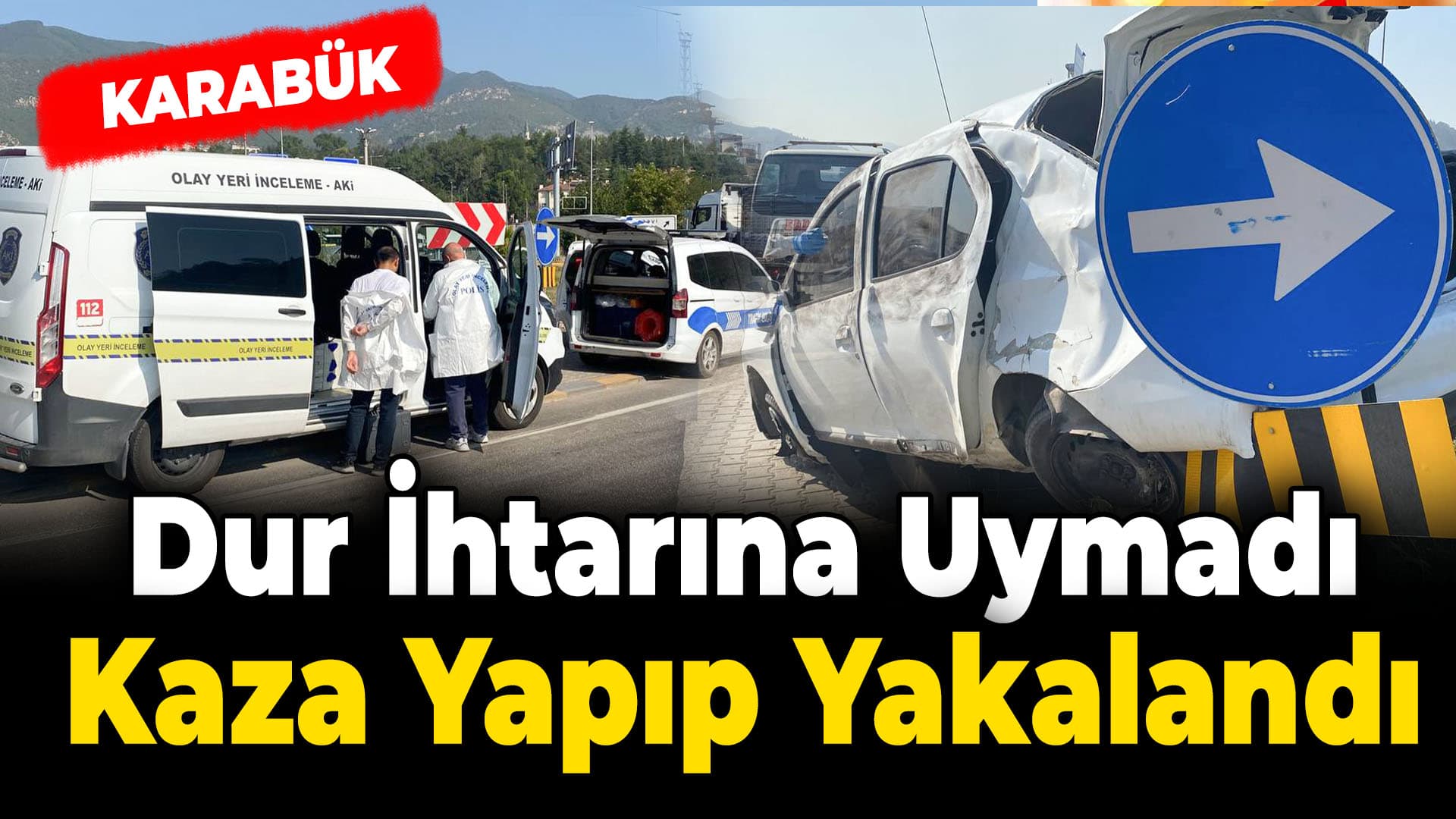 Karabük'te polisin "dur" ihtarına uymayan sürücü kaza yaptı
