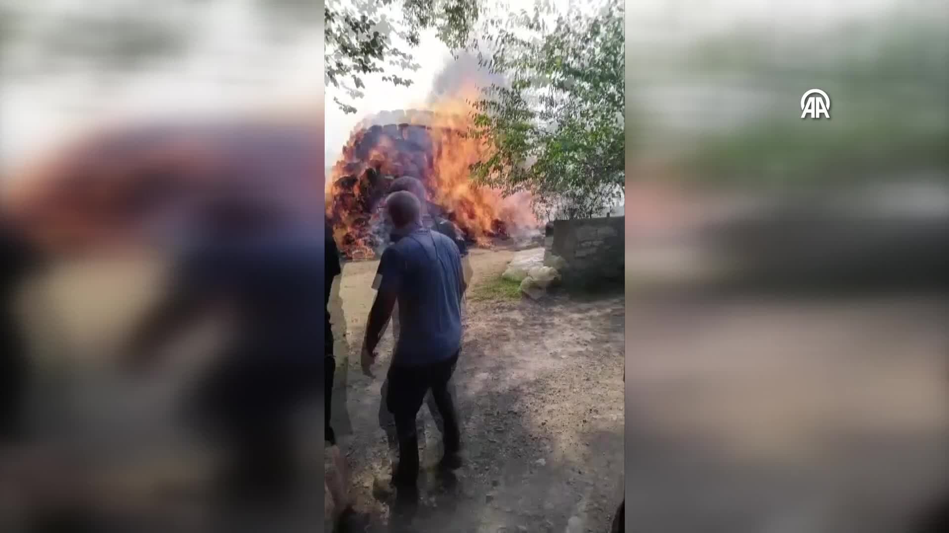 Ordu'da çıkan yangında besiciye ait saman, kamyonet ve tarım aracı zarar gördü