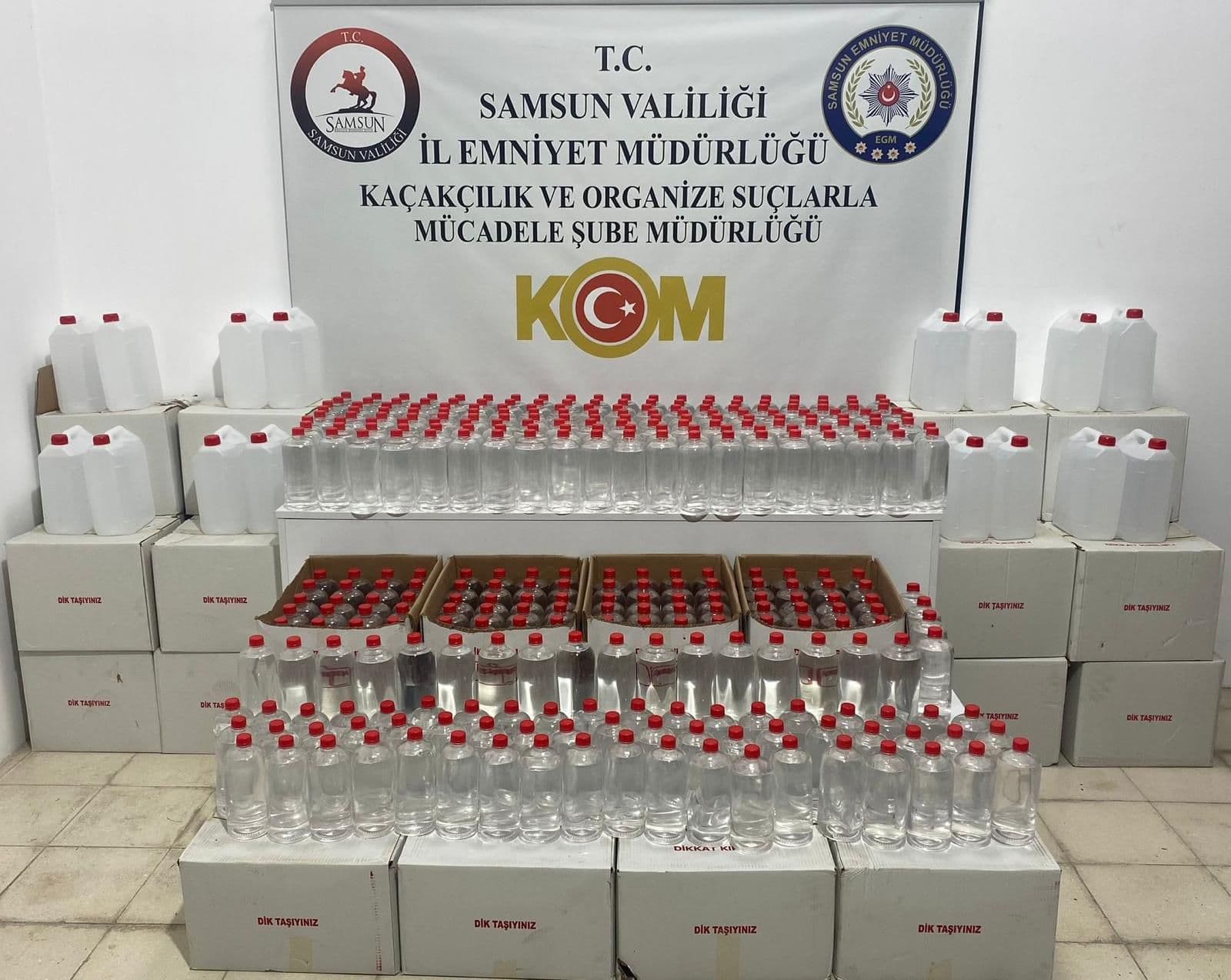 Samsun'da bin litre etil alkol ele geçirildi, 1 zanlı gözaltına alındı