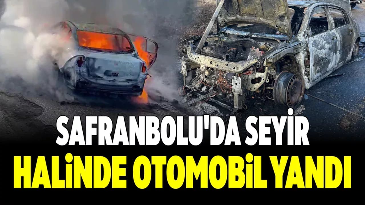Safranbolu'da Seyir Halindeyken Alev Alan Otomobil Tamamen Yandı