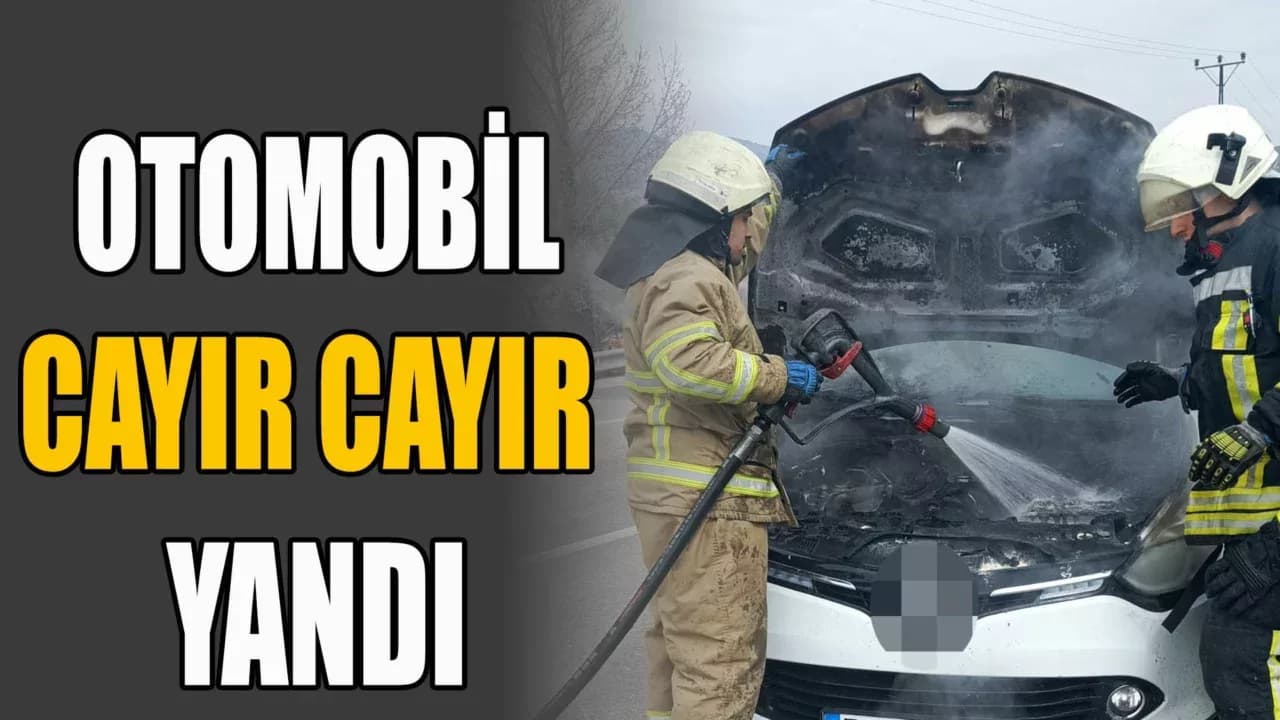 Alev Alan Otomobilin Yardımına İtfaiye Ekipleri Yetişti