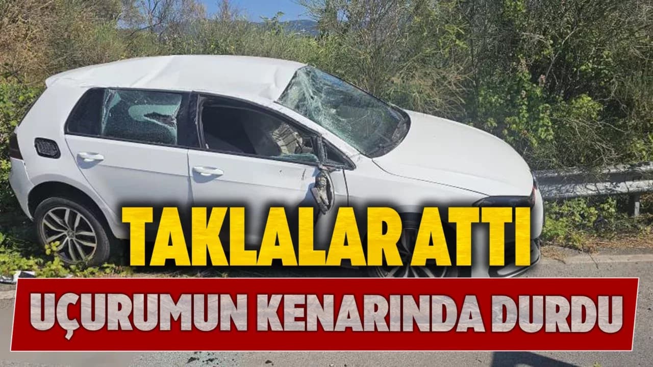Taklalar atan otomobil uçuruma yuvarlanmaktan son anda kurtuldu: 5 yaralı
