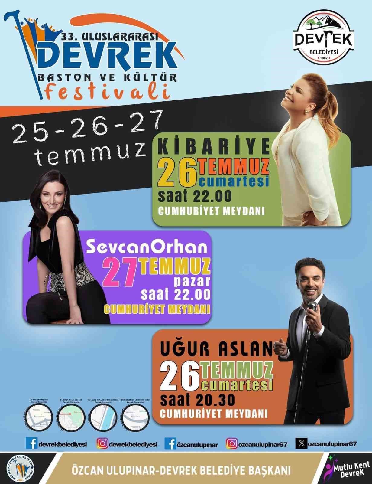 Devrek’te düzenlenecek olan festivalde ünlü sanatçılar yer alacak