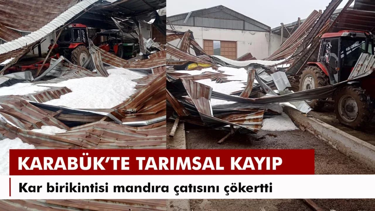 Kar birikintisi mandıra çatısını çökertti: 4 ton buğday zarar gördü