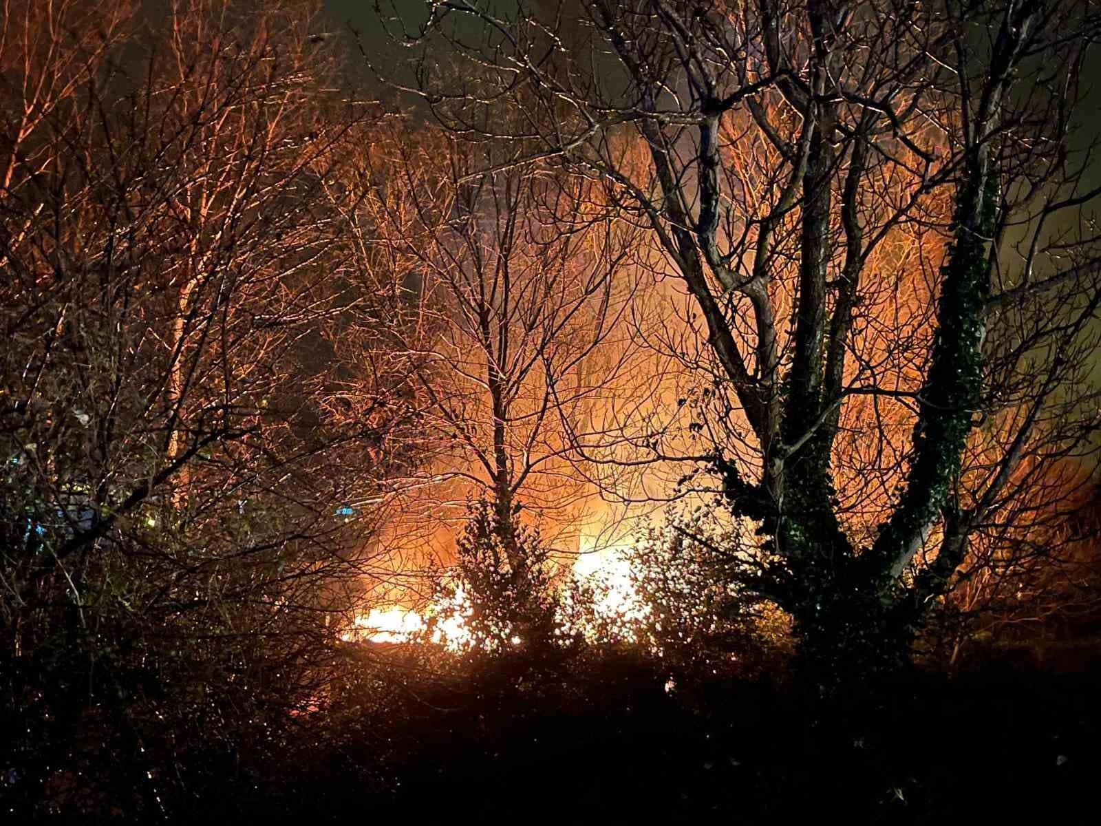 Filyos’ta ağaçlık alanda çıkan yangın korkuttu