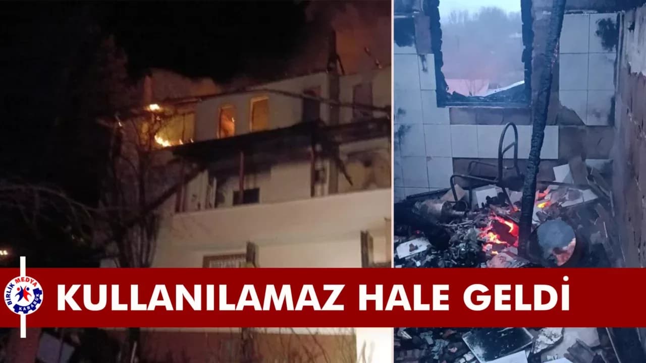 Safranbolu’da 3 katlı evde yangın
