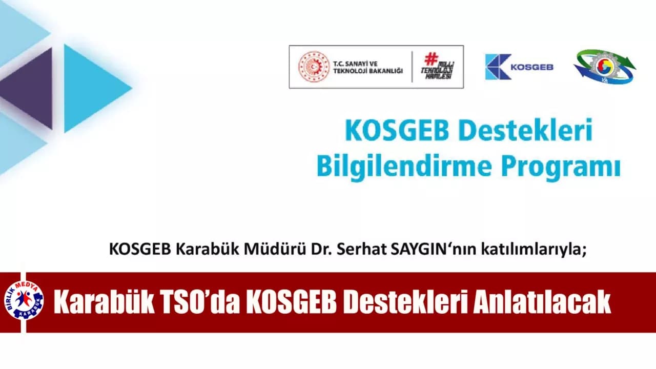 Karabük TSO’da KOSGEB Destekleri Anlatılacak