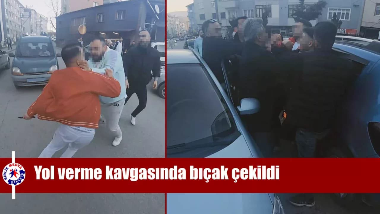 Karabük'te yol verme kavgasında bıçak çeken adamı vatandaşlar engelledi