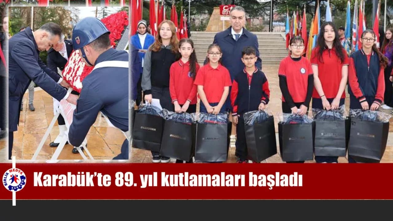 Karabük’te 89. yıl kutlamaları çelenk sunma töreniyle başladı