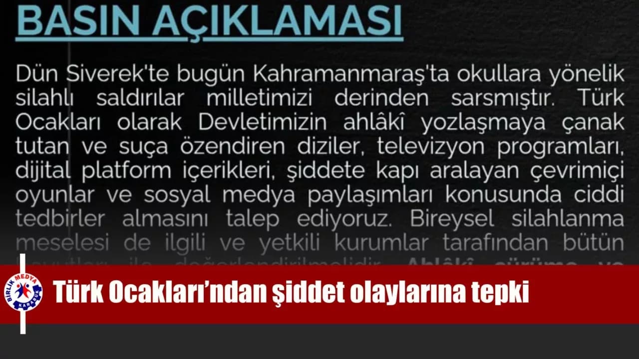 Türk Ocakları’ndan okullardaki şiddet olaylarına tepki