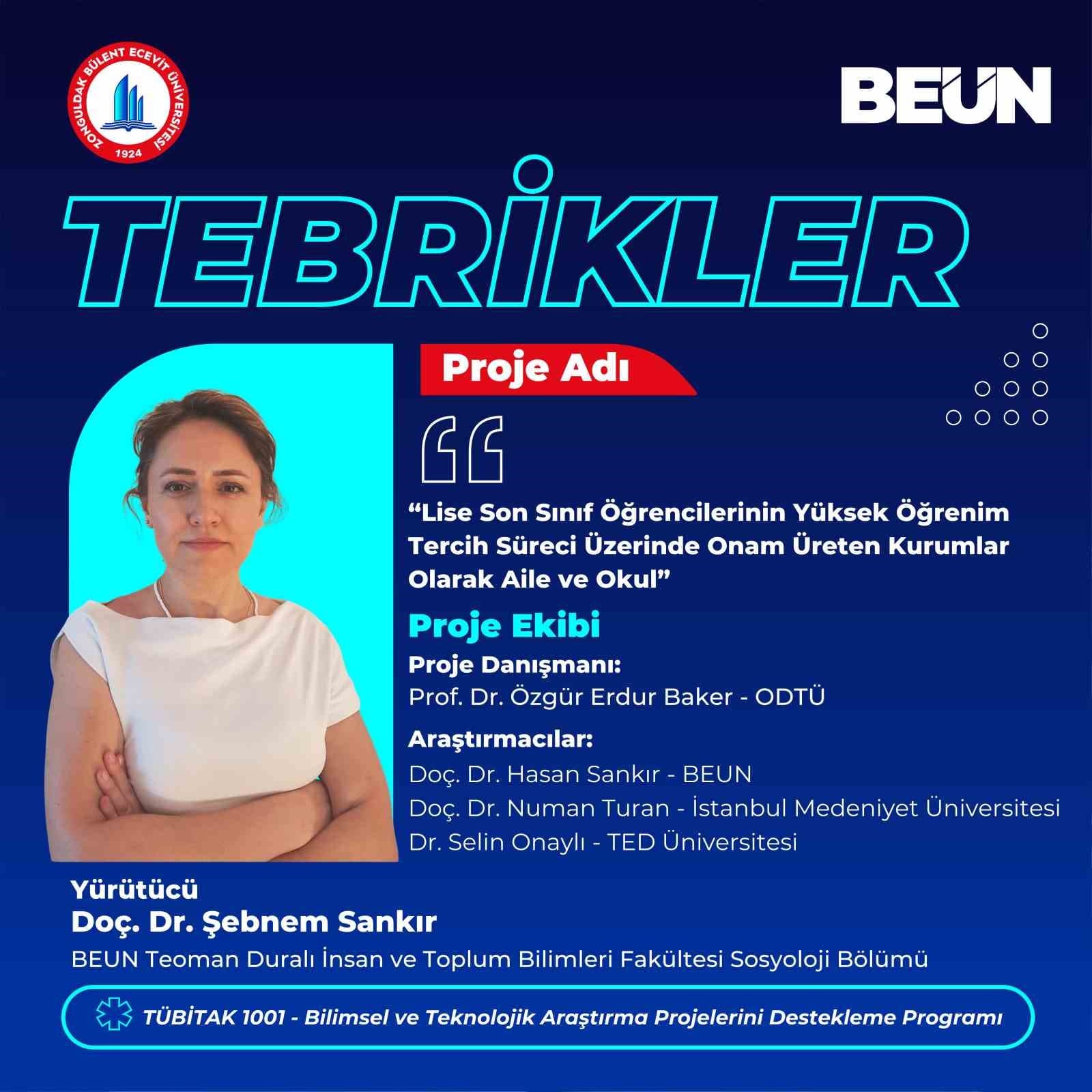 BEUN Akademisyenlerinden Yükseköğrenim Tercih Süreçlerine Yönelik TÜBİTAK 1001 Projesi