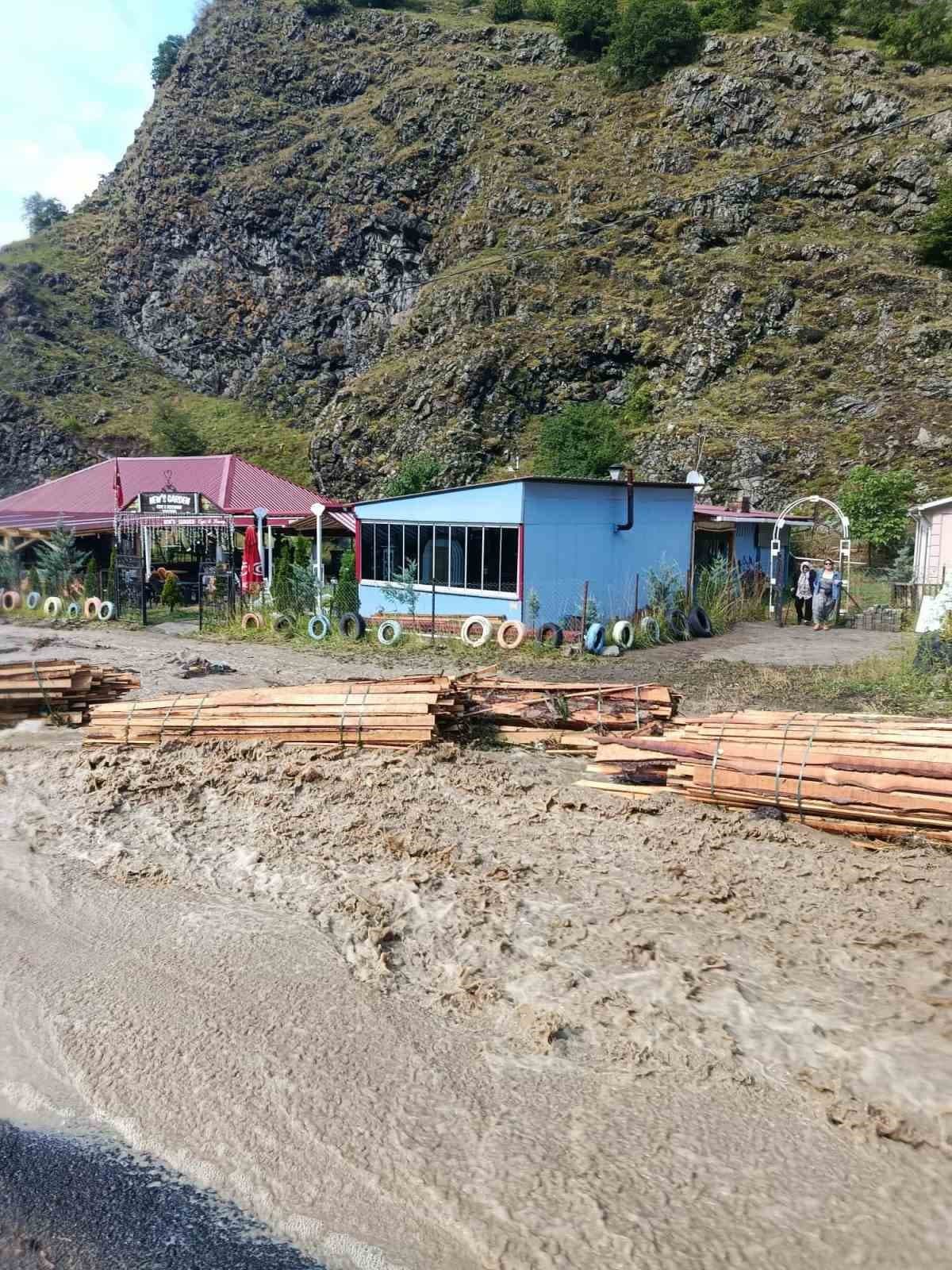 Sağanak yağış Şavşat’ta etkili oldu, cadde ve sokaklar suyla doldu