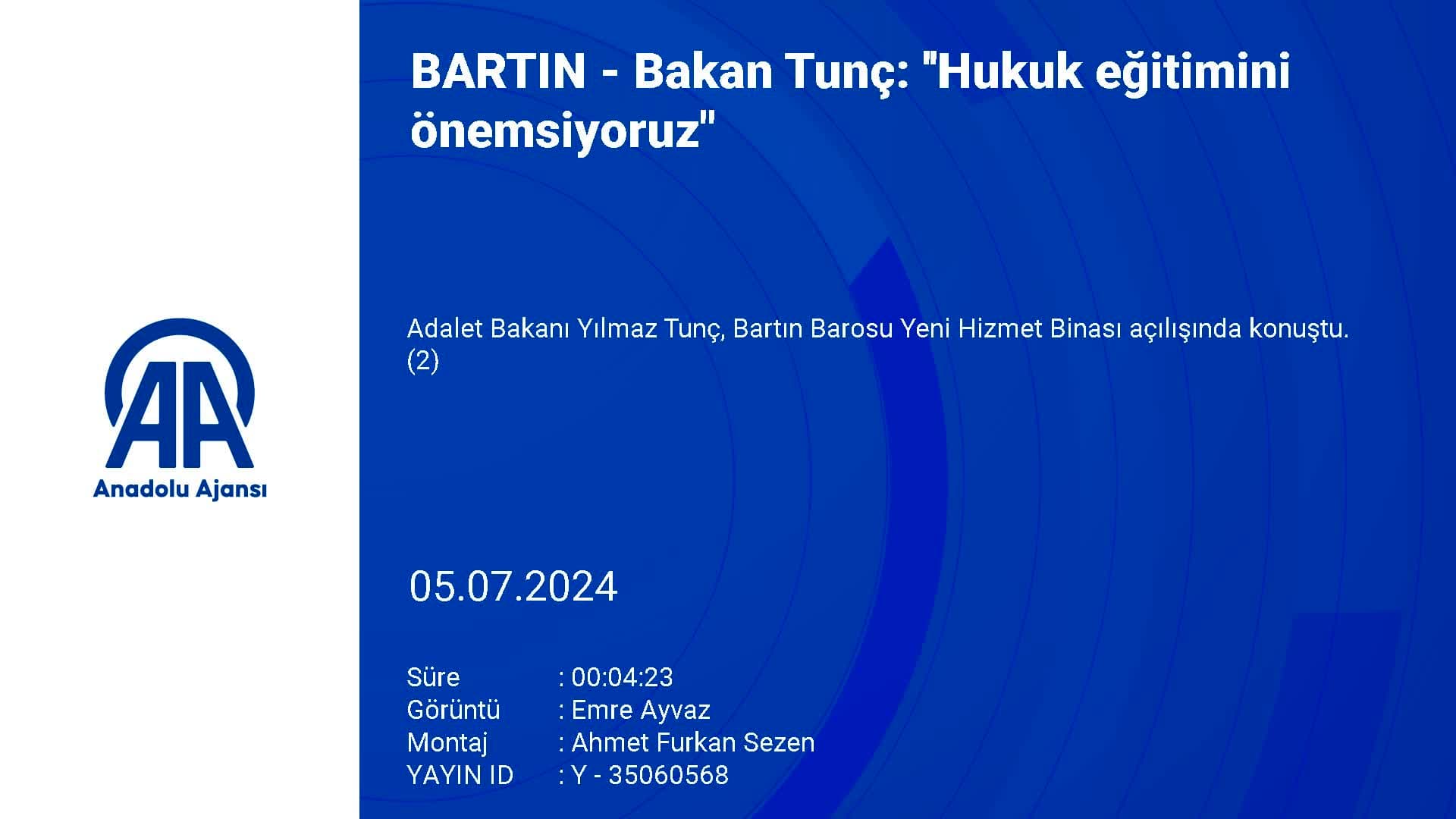 Adalet Bakanı Yılmaz Tunç, Bartın Barosu Yeni Hizmet Binasının açılışında konuştu: