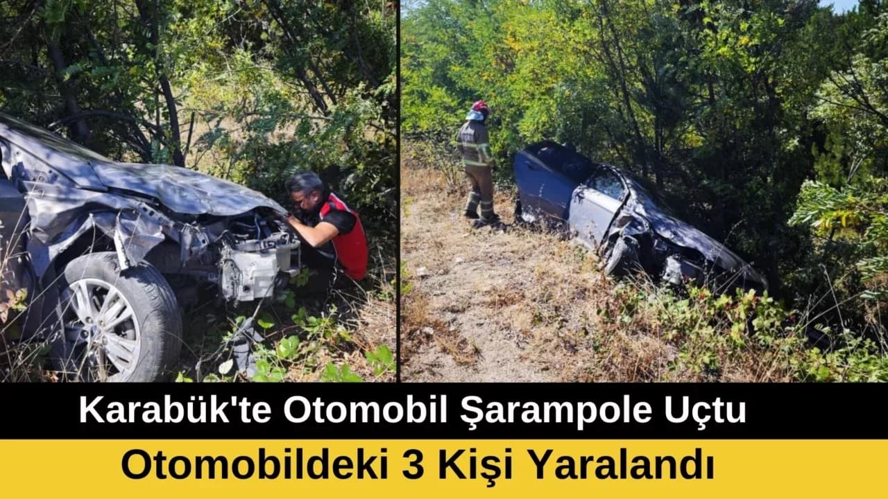 Karabük'te Şarampole Uçan Otomobildeki 3 Kişi Yaralandı