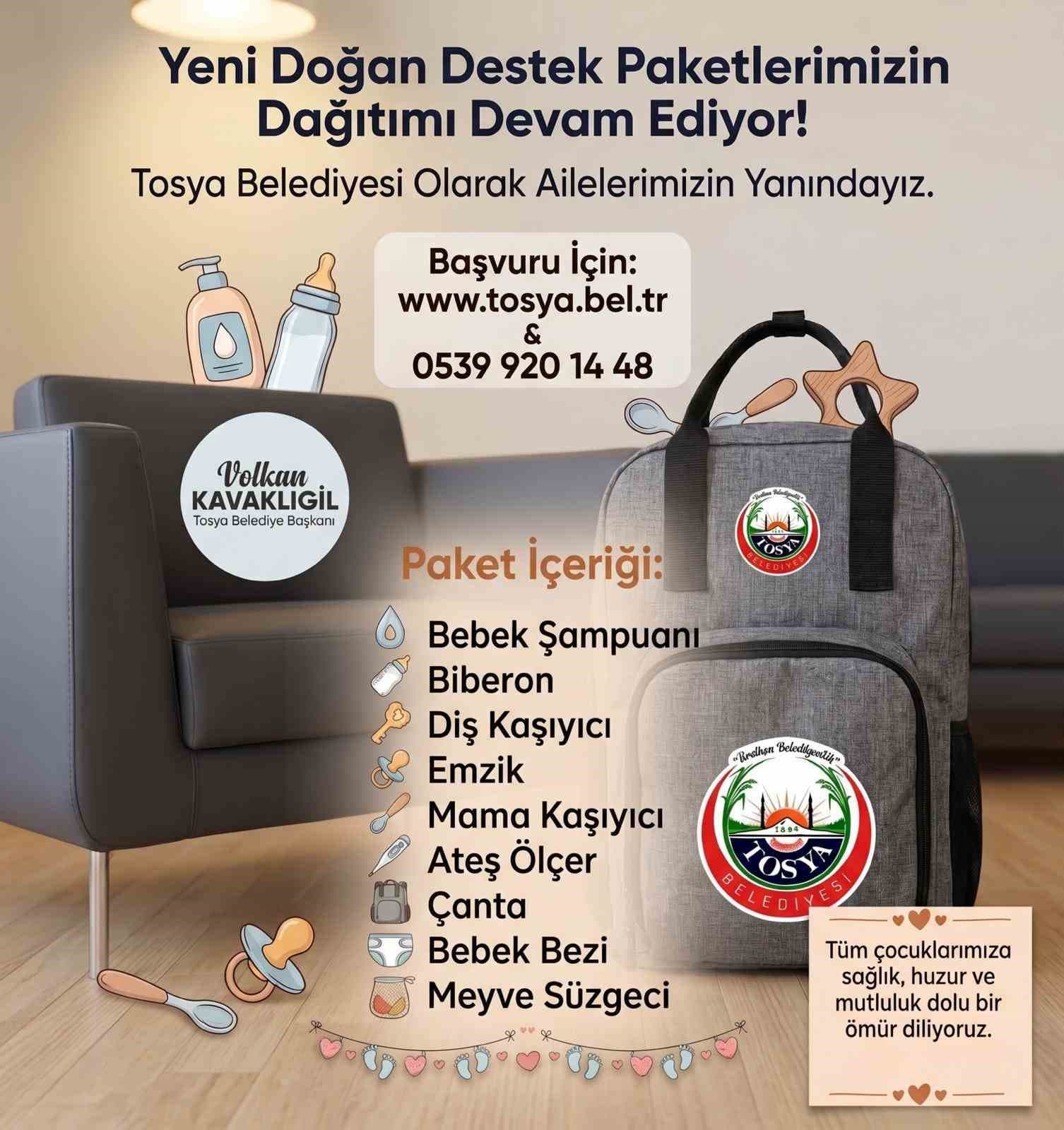 Tosya’da yeni doğan bebeklerin ailelerine destek