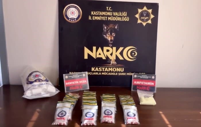 Kastamonu’da bin 699 adet sentetik ecza hapı ile 387 gram amfetamin ele geçirildi